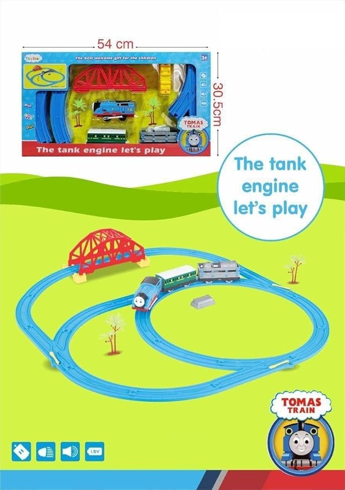 Kids Toy Train Track Engine Battery Operated Light Sound Motumal-motumal