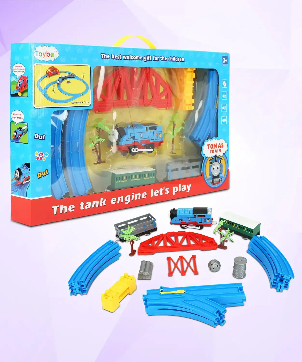 Kids Toy Train Track Engine Battery Operated Light Sound Motumal-motumal