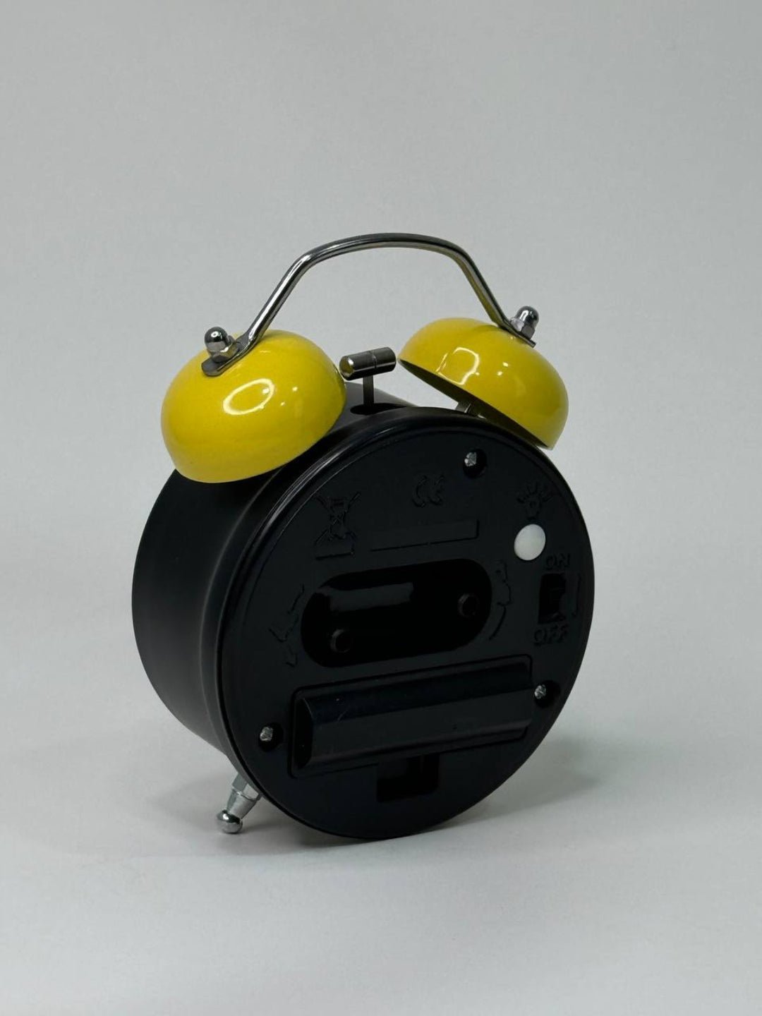 Kids Twin Bell Alarm Clock Bold Black Metal Yellow Bells-motumal
