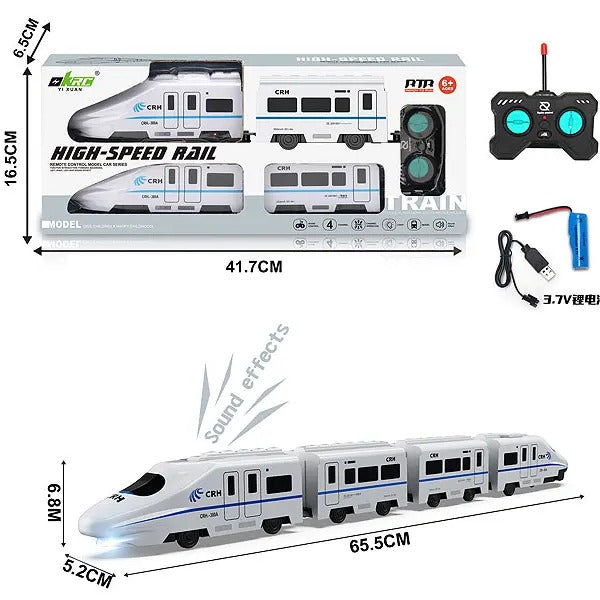 Remote Controlled High Speed Train – Electric RC Train Toy with Light & Sound for Kids