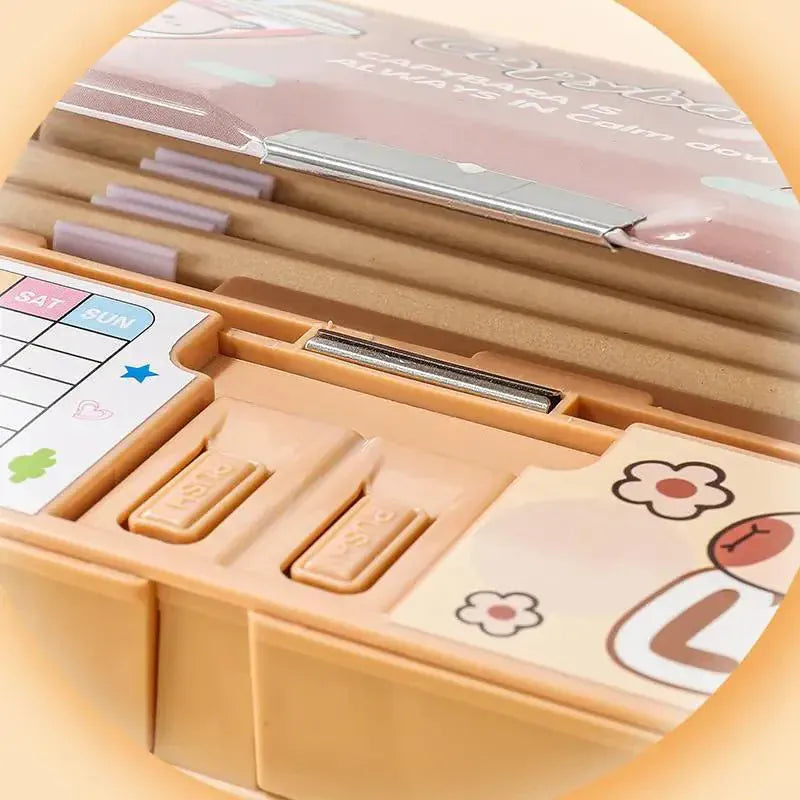 Large Capacity Magnetic Pencil Box Sharpener Cute School Case-motumal