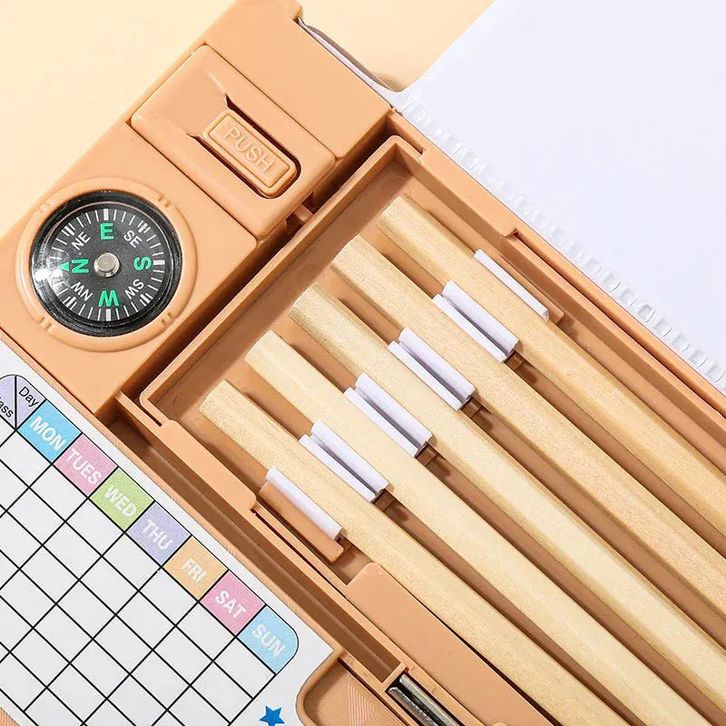 Large Capacity Magnetic Pencil Box Sharpener Cute School Case-motumal