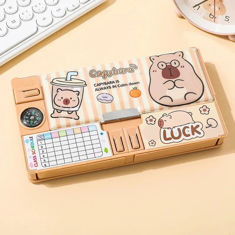 Large Capacity Magnetic Pencil Box Sharpener Cute School Case-motumal