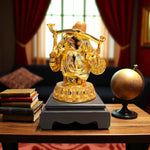 Back view of golden finish laughing buddha statue