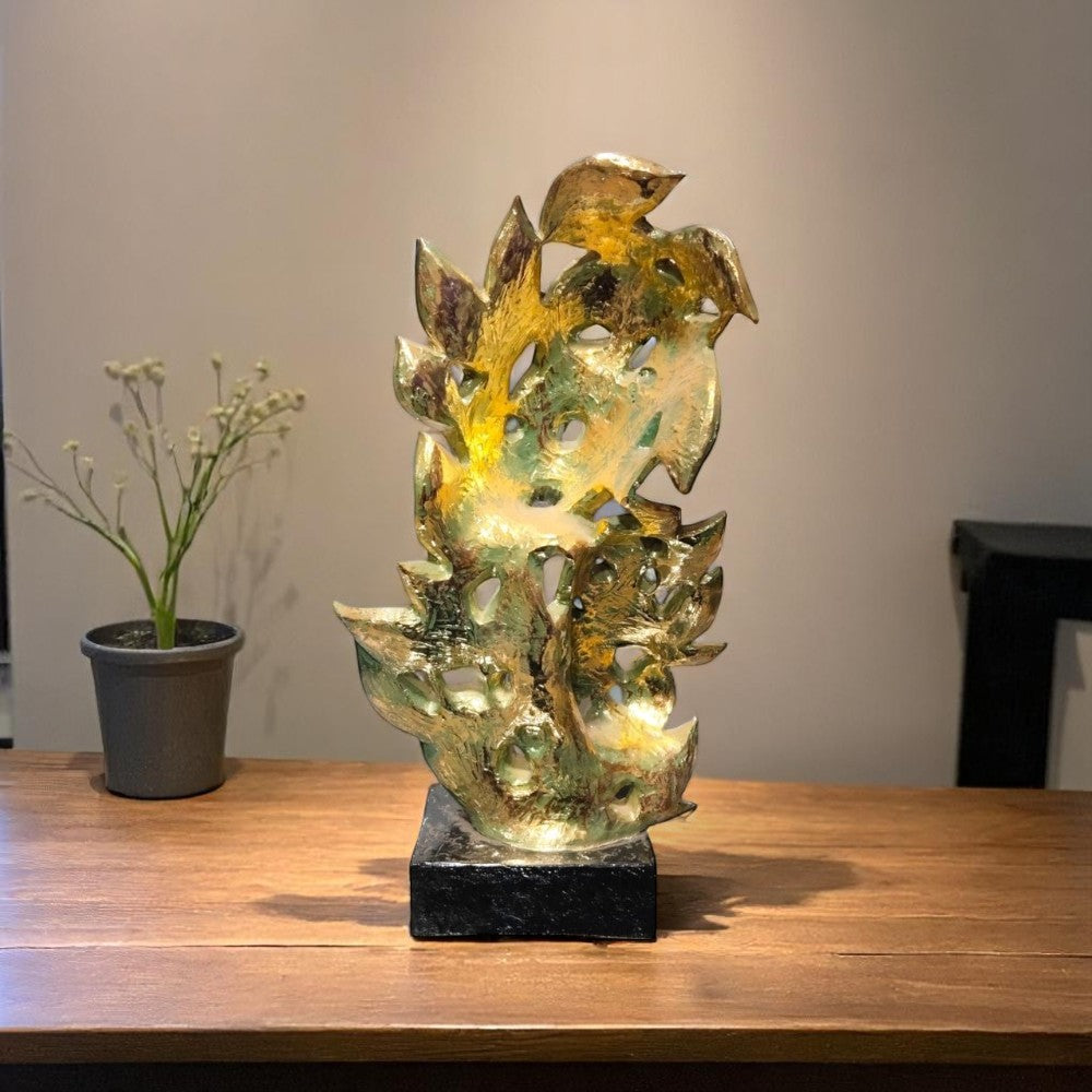 Leaf of Love – Abstract Golden Couple Showpiece | Made in India