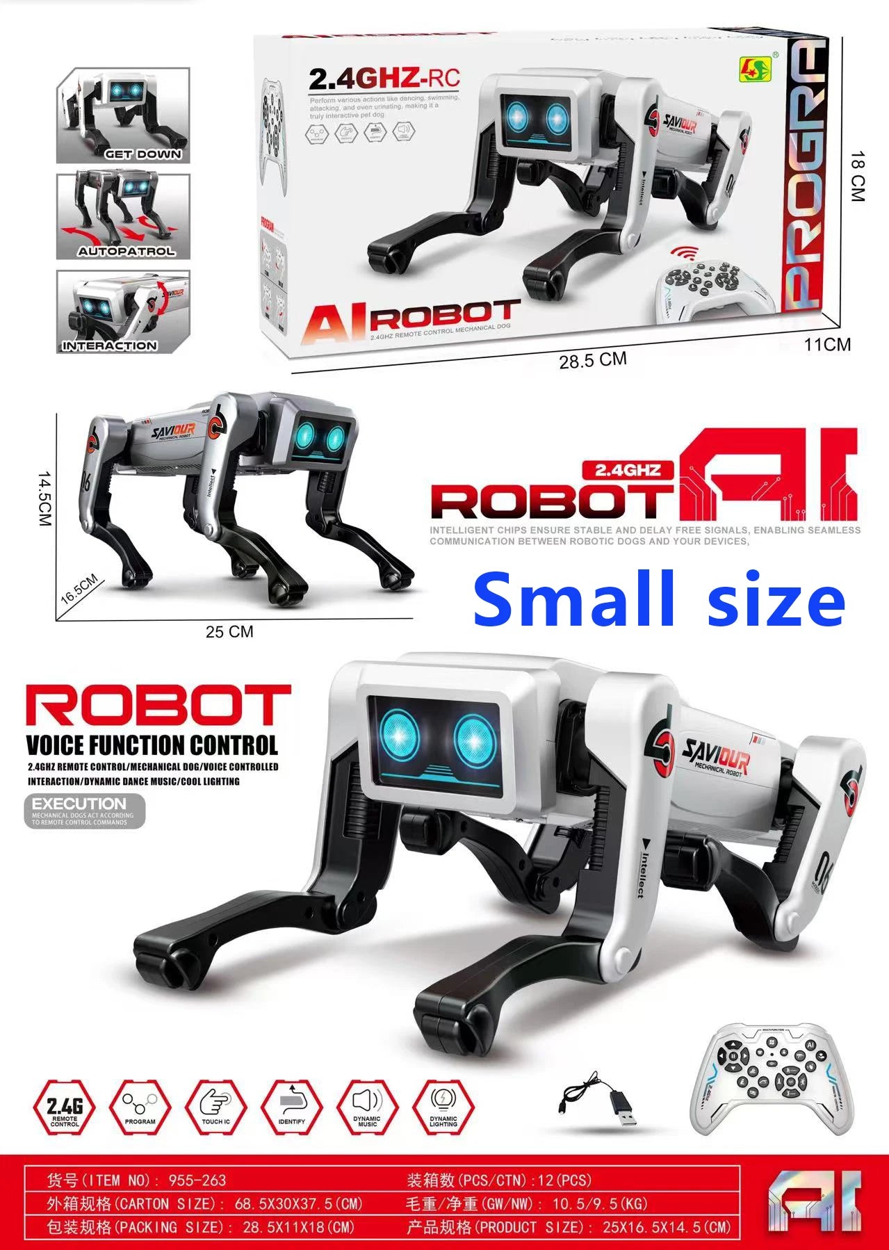 AI Intelligent Smart Robot Dog Toy – Voice Command & Mobile Phone Remote Control with Language Interaction & Programming
