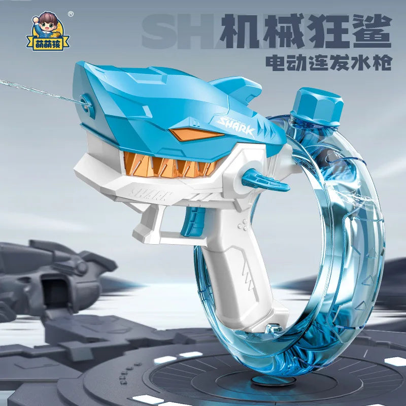 Large Capacity Electric Continuous Water Spray Shark Toy – Automatic Beach & Pool Water Gun for Kids Summer Sand & Sea Fun
