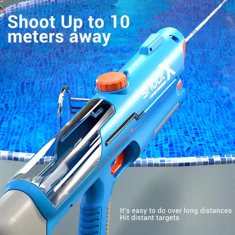 New Electric Continuous Firing Water Gun – Automatic Water Absorption | 8–10m Long Range High Capacity Water Blaster for Kids & Outdoor Fun