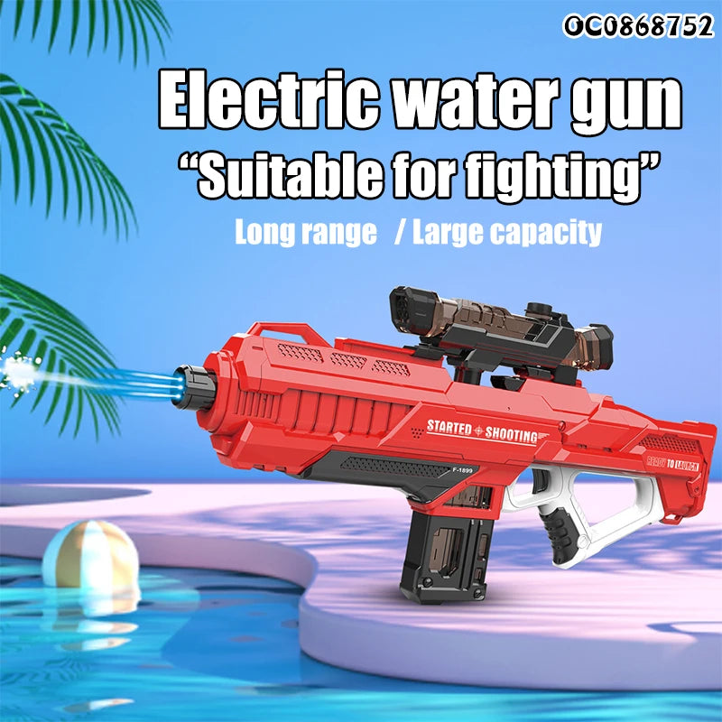 Summer 900ML Electric Powerful Water Gun Toy with Light – High Pressure Automatic Water Blaster for Kids & Adults
