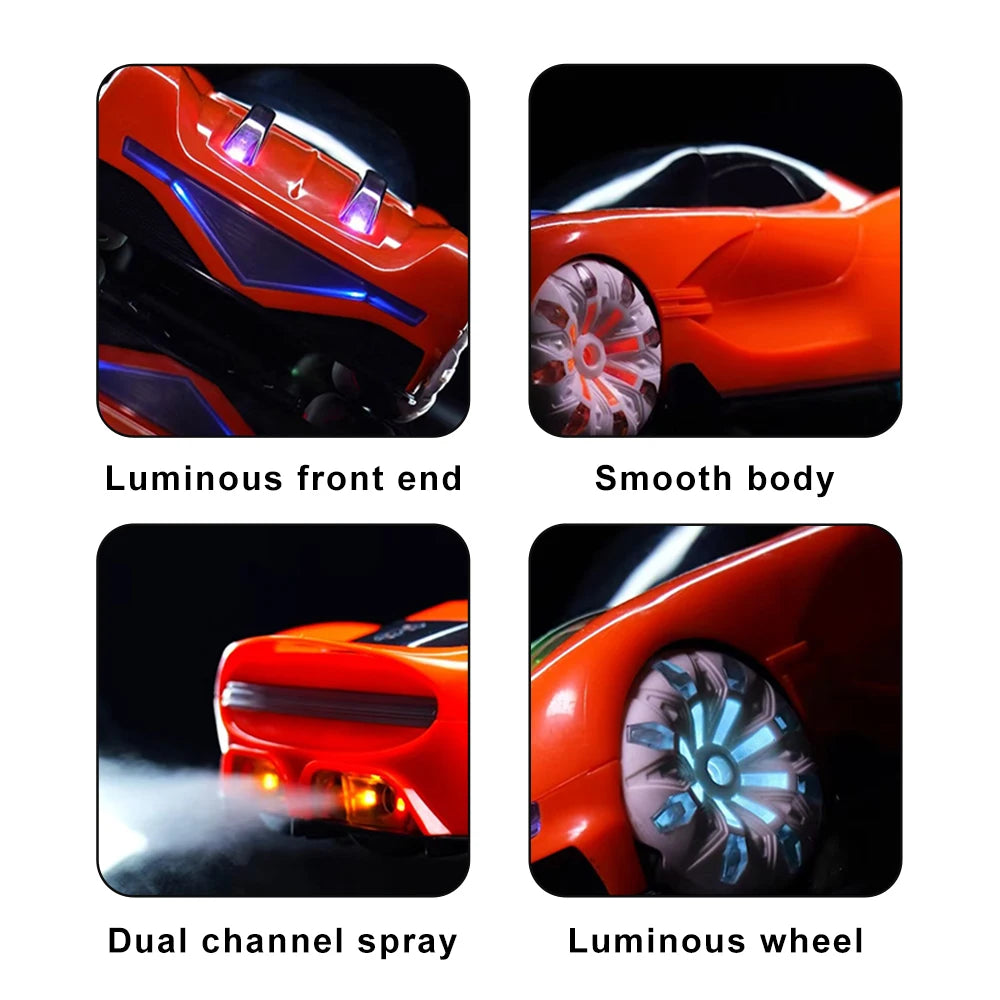 2.4GHz High-Speed Drift RC Car with Cool Light & Spray Effect – USB Charging Remote Control Racing Car