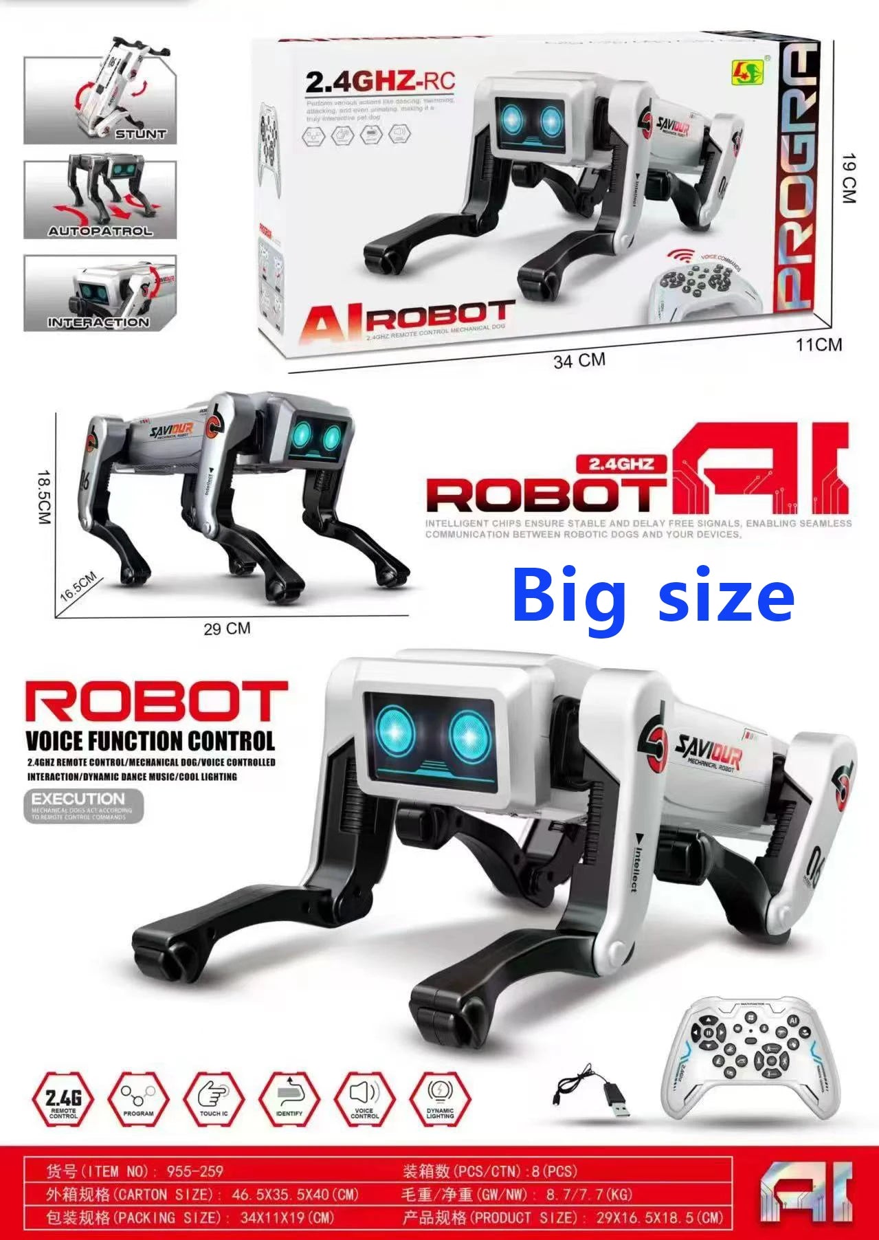 AI Intelligent Smart Robot Dog Toy – Voice Command & Mobile Phone Remote Control with Language Interaction & Programming