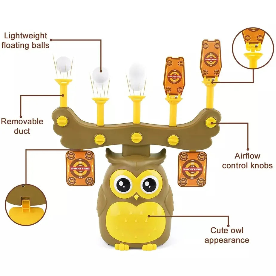 2-in-1 Electronic Owl Moving Shooting Target Toy – Interactive Foam Gun Airsoft Style Play Set for Kids