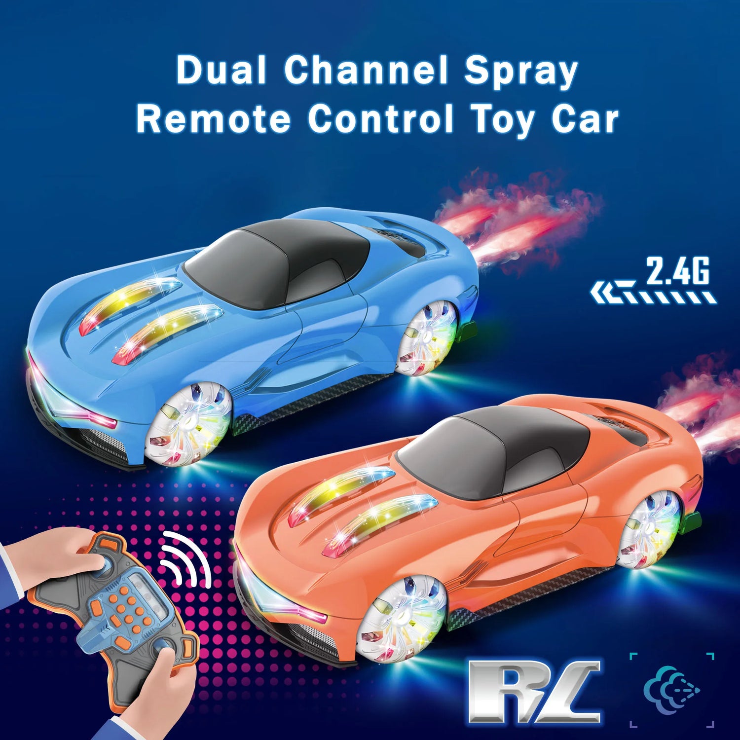 2.4GHz High-Speed Drift RC Car with Cool Light & Spray Effect – USB Charging Remote Control Racing Car