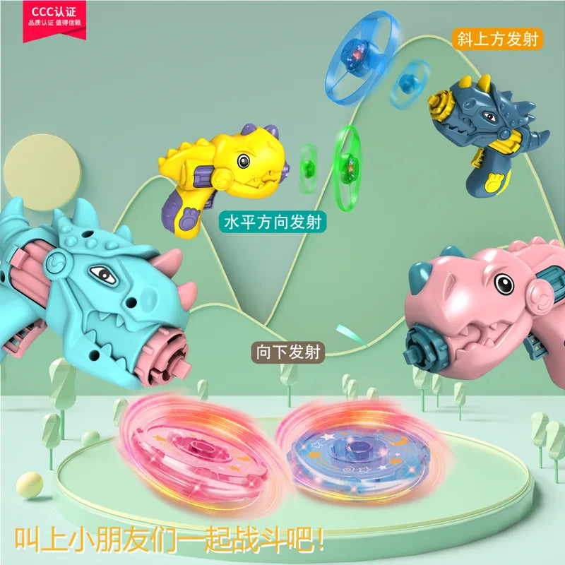 HY Toys Flash Gyroscope Dinosaur Gun Toy – Outdoor Glow Dragonfly Spinning Flying Toy for Kids
