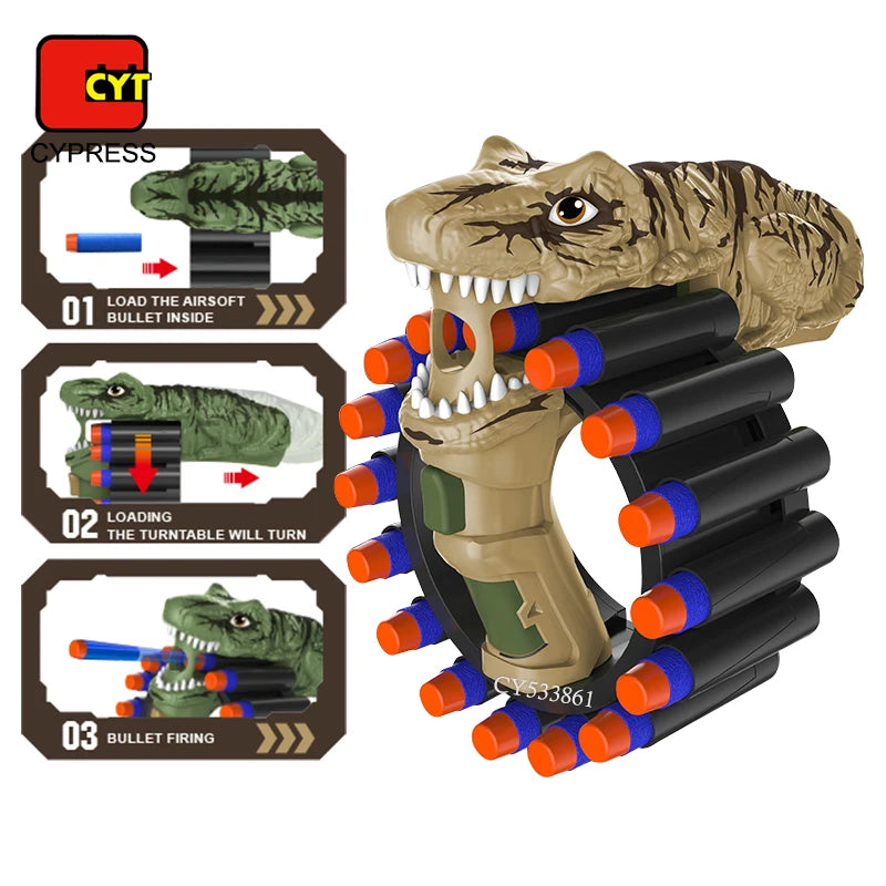 New Foam Dart Toy Gun with Rotating Drum – Dinosaur Soft Bullet Blaster for Boys | Safe Outdoor Shooting Toy