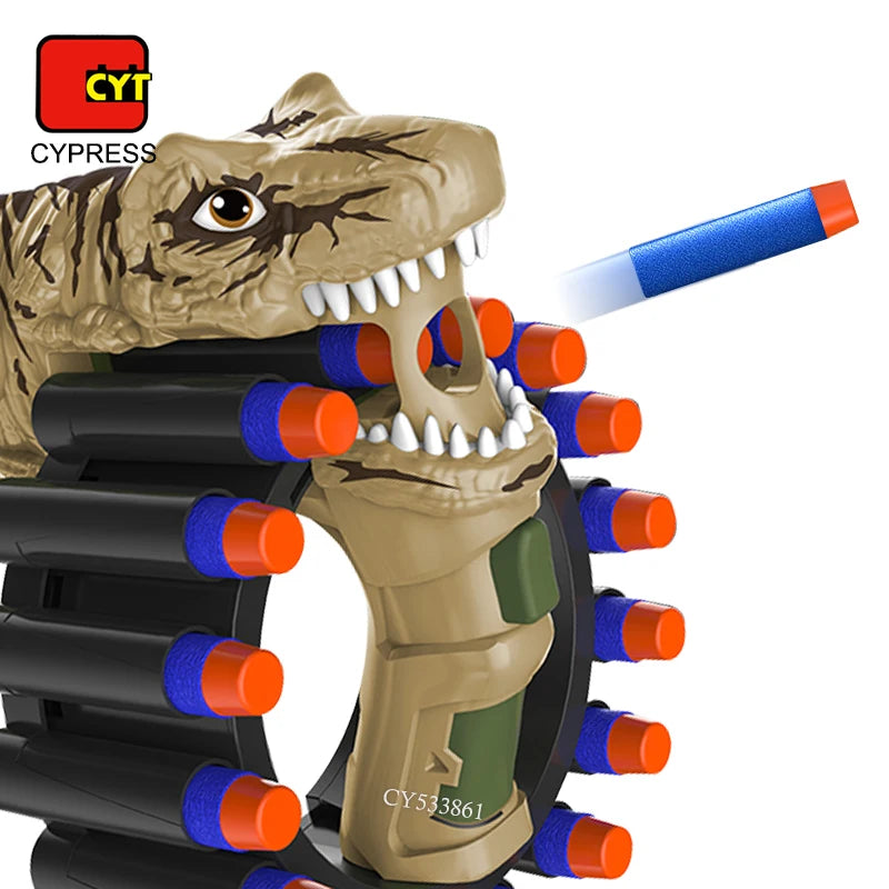 New Foam Dart Toy Gun with Rotating Drum – Dinosaur Soft Bullet Blaster for Boys | Safe Outdoor Shooting Toy