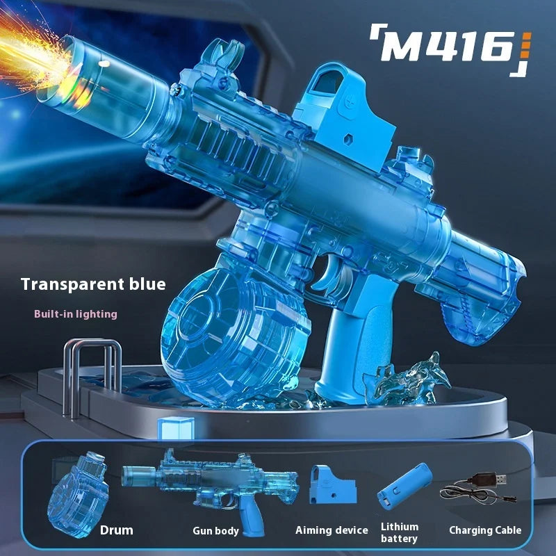 M416 Electric Luminous Water Gun – Fully Automatic Jet Powerful Water Blaster with LED Light for Summer Water Fight