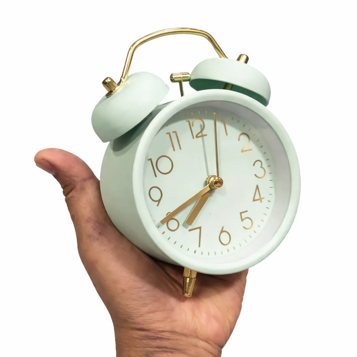 Mint Green Retro Twin Bell Alarm Clock Decor Motumal-motumal