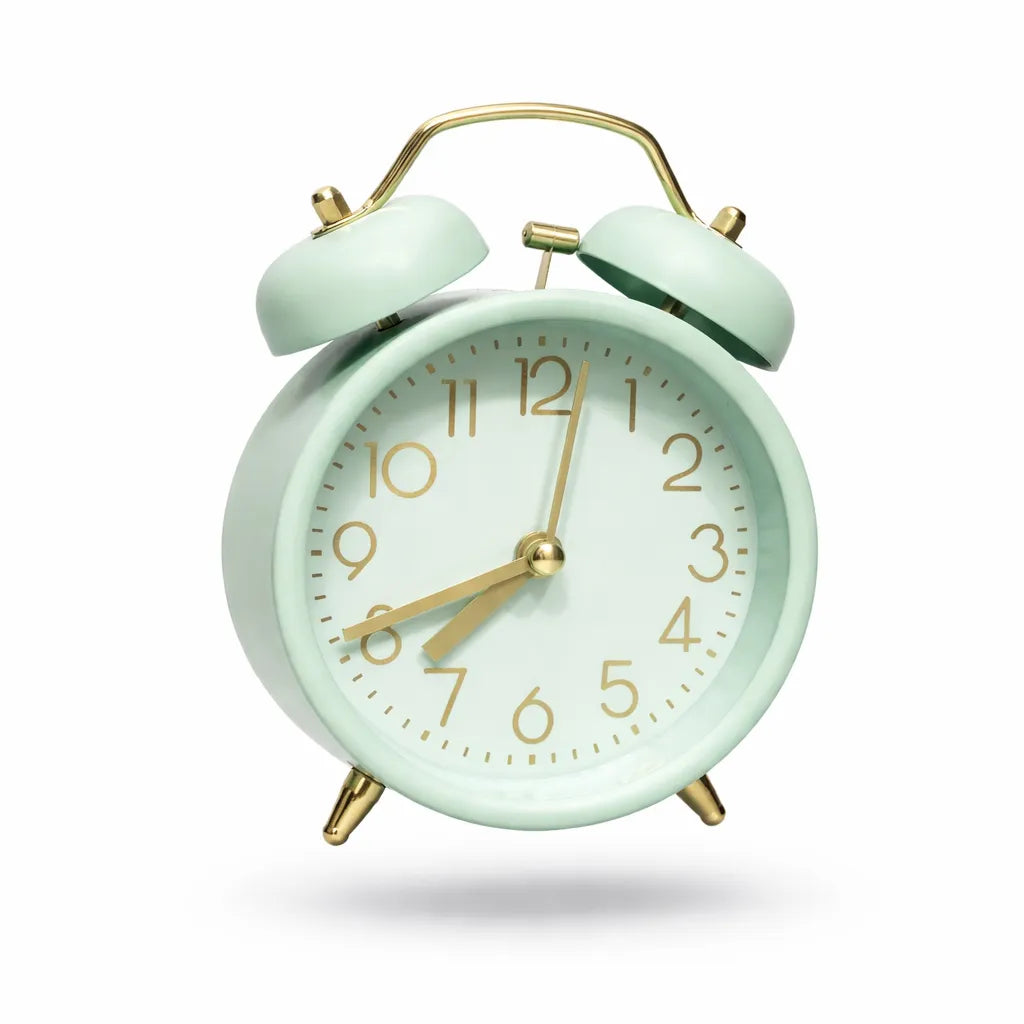 Mint Green Retro Twin Bell Alarm Clock Decor Motumal-motumal