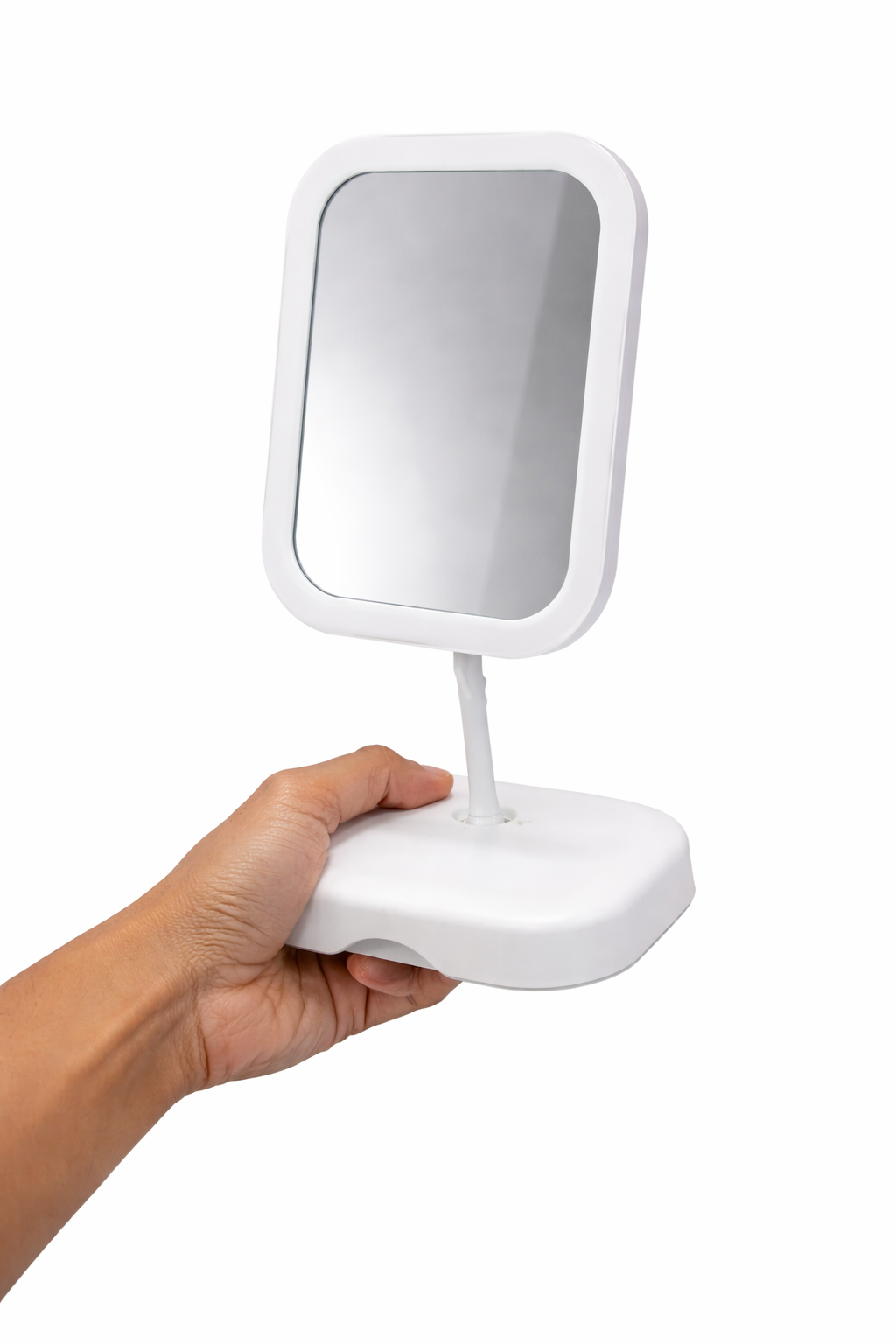 Modern Tabletop Mirror White Frame Stand Adjustable Angle Motumal-motumal