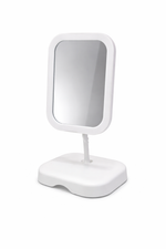 Modern Tabletop Mirror White Frame Stand Adjustable Angle Motumal-motumal