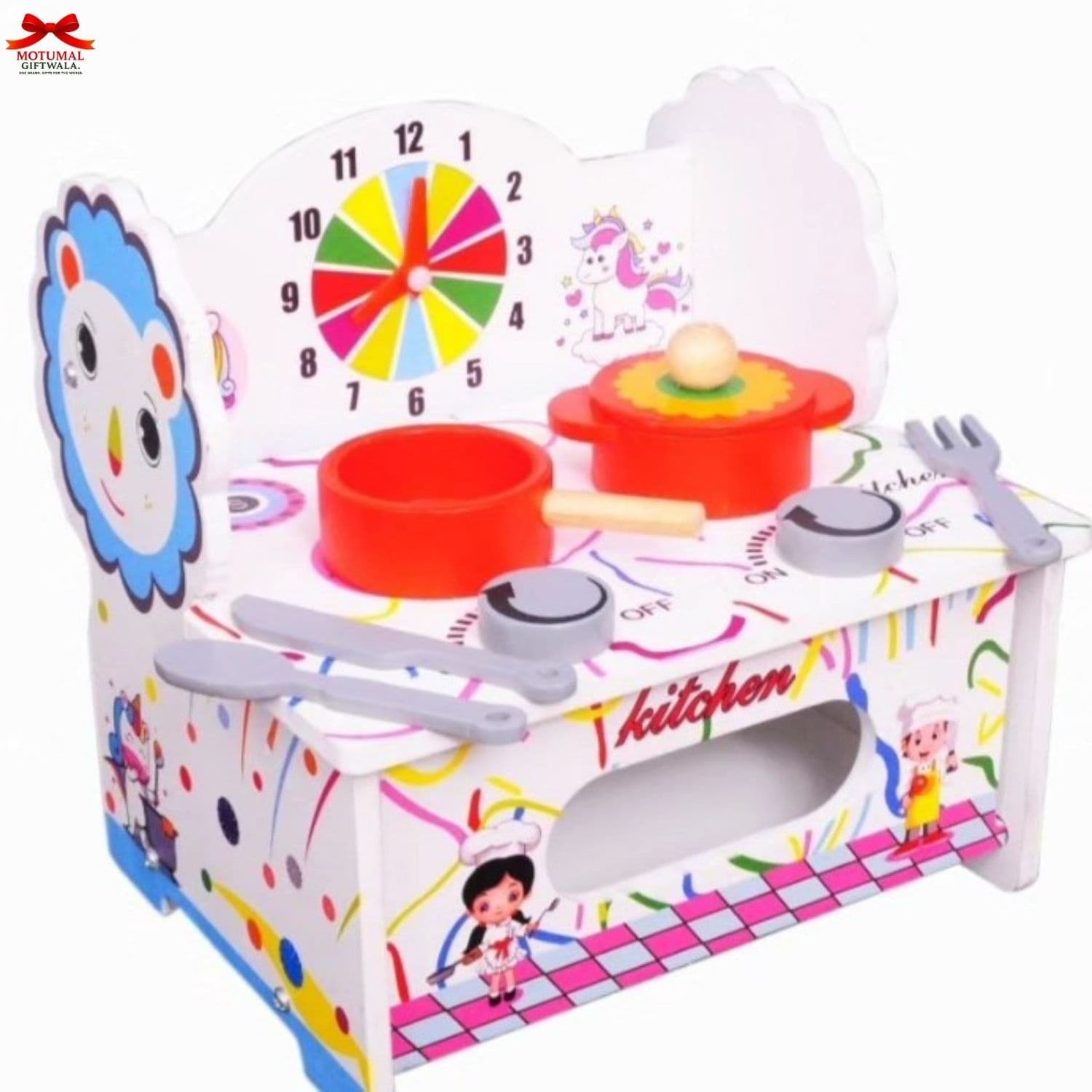 My First Kitchen Set with Apron & Chef Cap by Simarr – Compact Wooden Cooking Toy