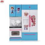 Children's toy kitchen set with cartoon characters on doors