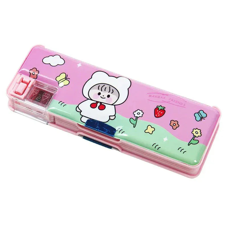 Multifunctional PVC Pencil Case Built In Sharpener Cartoon Box Motumal-motumal