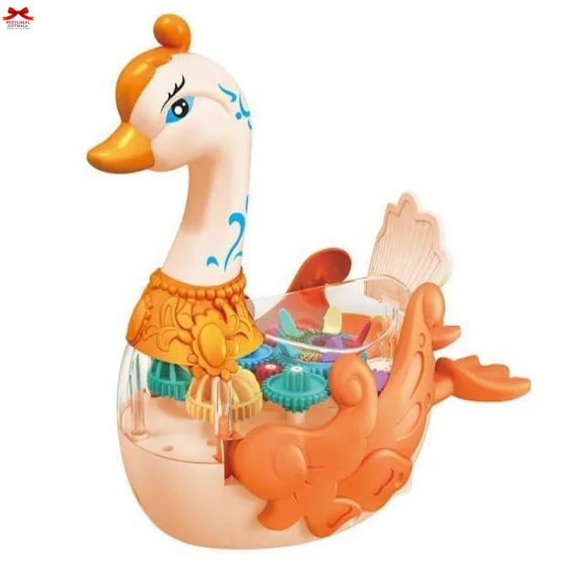 Musical Swan Dancing Toy LED Lights Gears Kids Gift-motumal