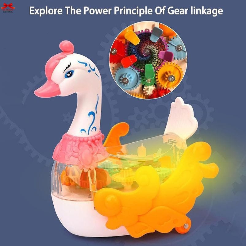 Musical Swan Dancing Toy LED Lights Gears Kids Gift-motumal