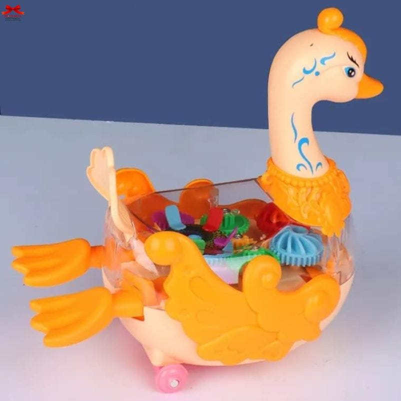 Musical Swan Dancing Toy LED Lights Gears Kids Gift-motumal