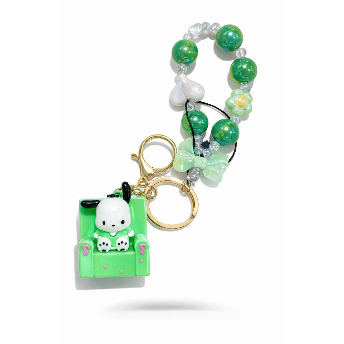 Panda Beaded Bracelet Keychain Green Beads Charm Accessory Motumal-motumal