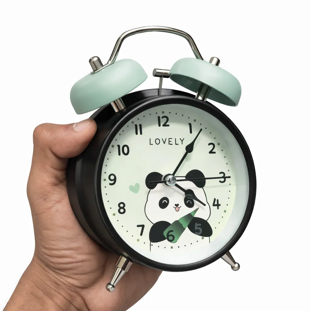 Panda Themed Retro Alarm Clock Nightlight Glow Motumal-motumal