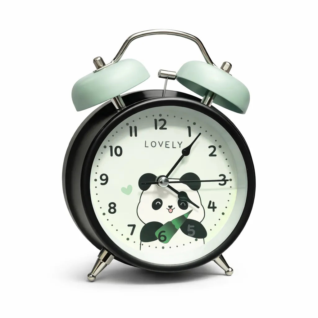 Panda Themed Retro Alarm Clock Nightlight Glow Motumal-motumal