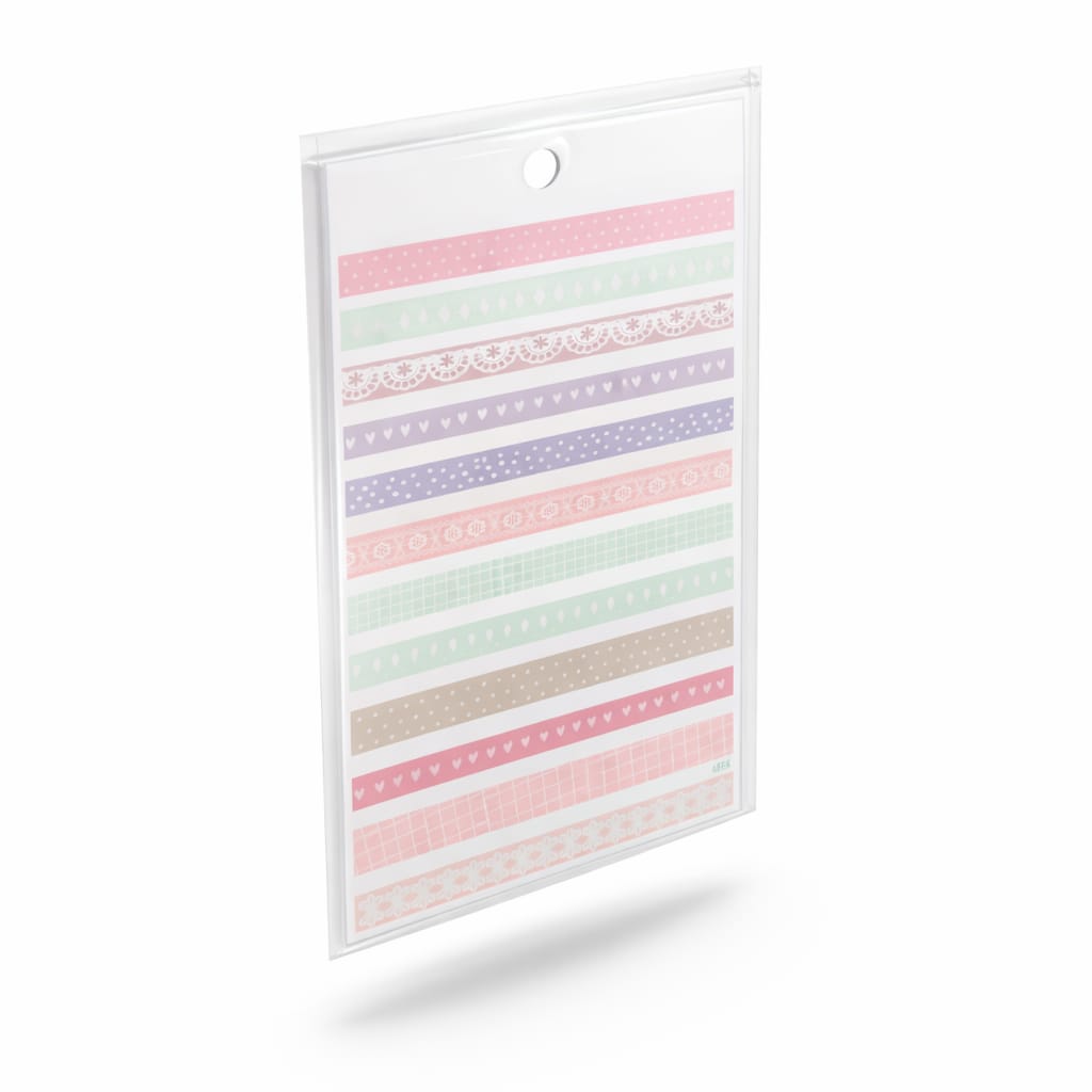 Packaging with pastel striped pattern on a white background