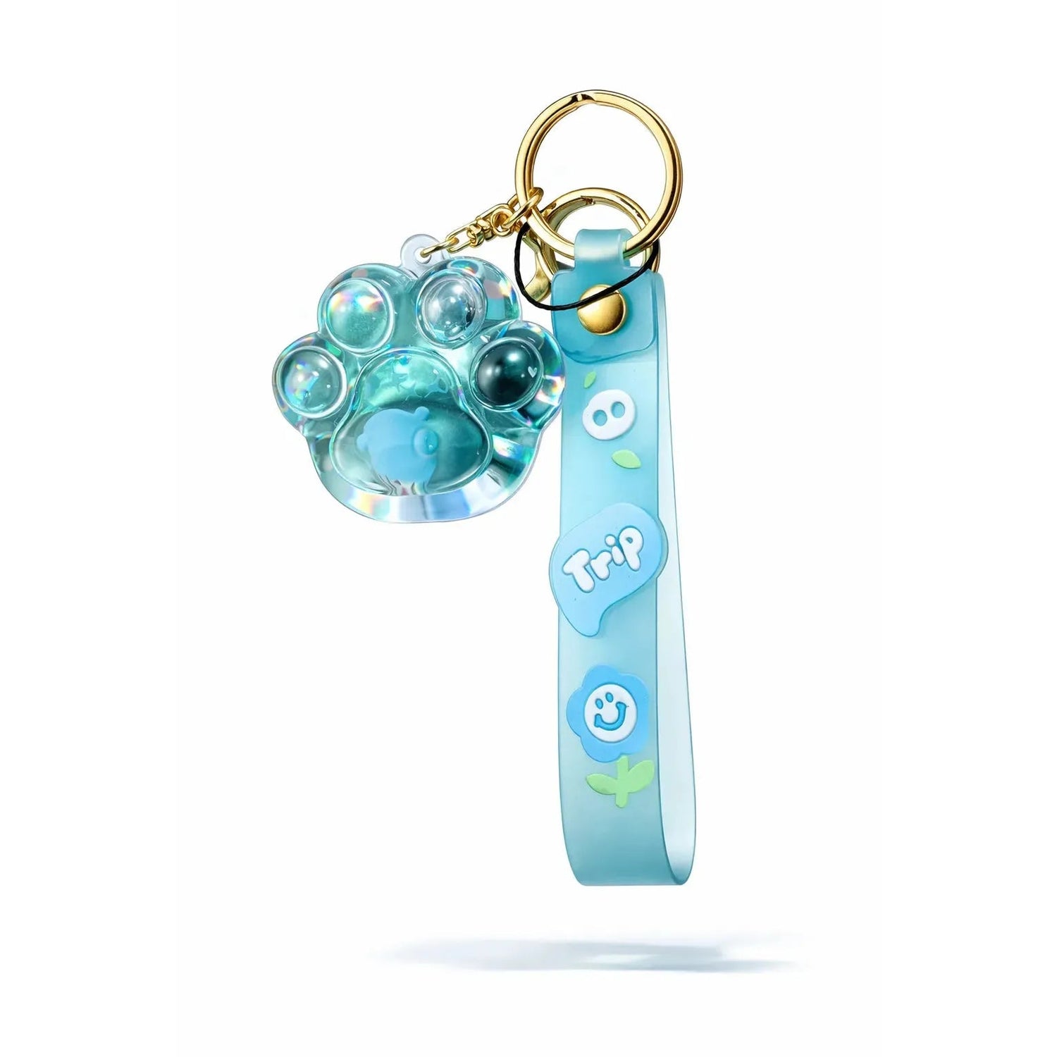 Paw Shaped Iridescent Keychain Blue Strap Accessory Motumal-motumal