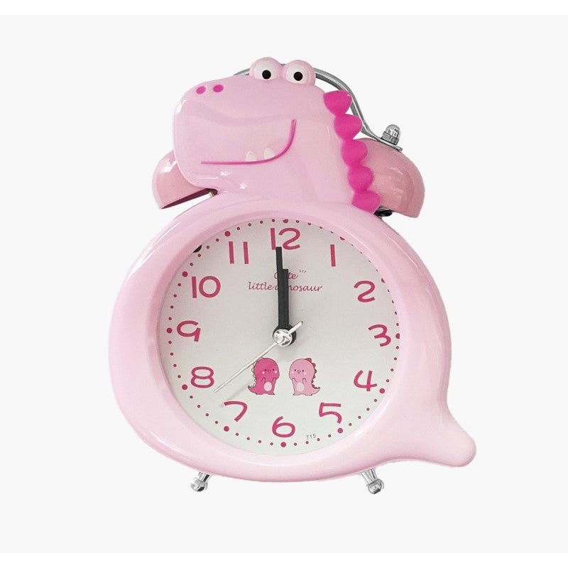 Pink Dinosaur Kids Alarm Clock Tabletop Battery Powered Motumal-motumal
