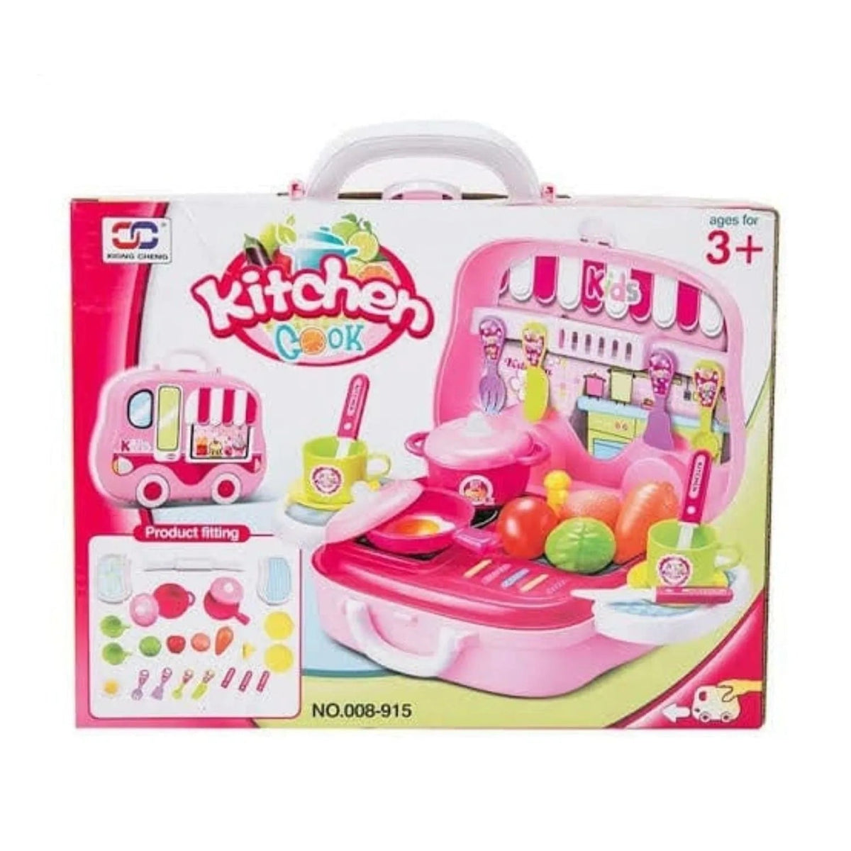 Pink Suitcase Kitchen Playset Kids 25 Accessories Motumal-motumal