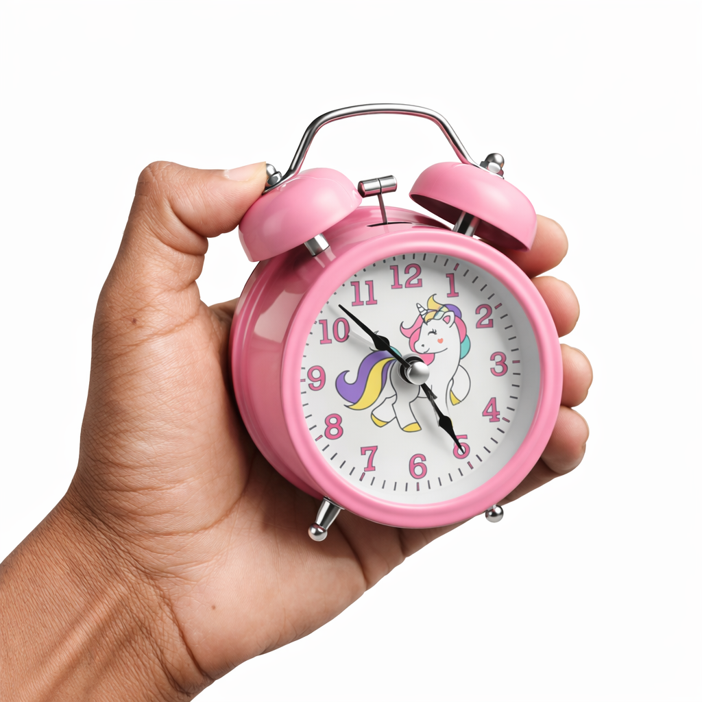 Pink Unicorn Twin Bell Alarm Clock Kids Bedroom Decor Motumal-motumal