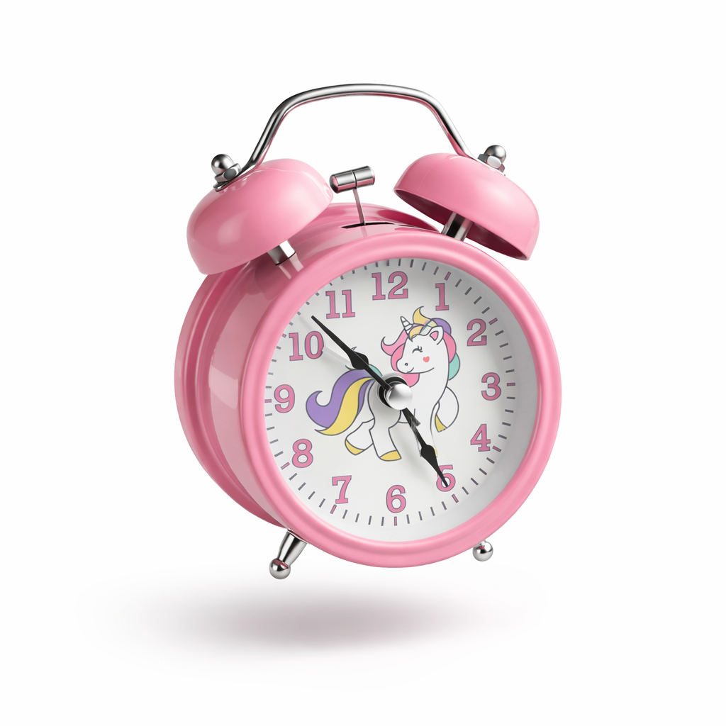Pink Unicorn Twin Bell Alarm Clock Kids Bedroom Decor Motumal-motumal
