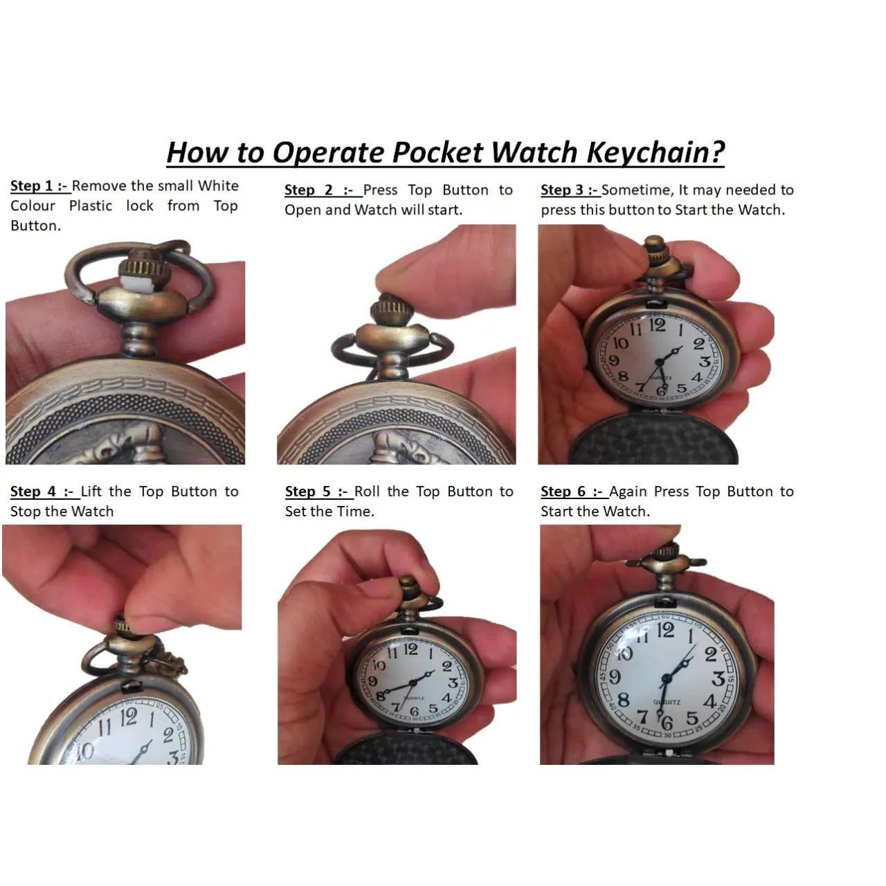 Pocket Watch Keychain Dad Gift Metal Premium Classic Antique Motumal-motumal