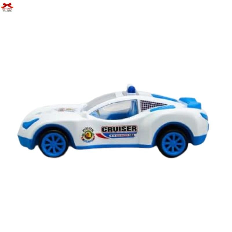 Police Cruiser Car Toy Friction Powered White Blue Motumal-motumal