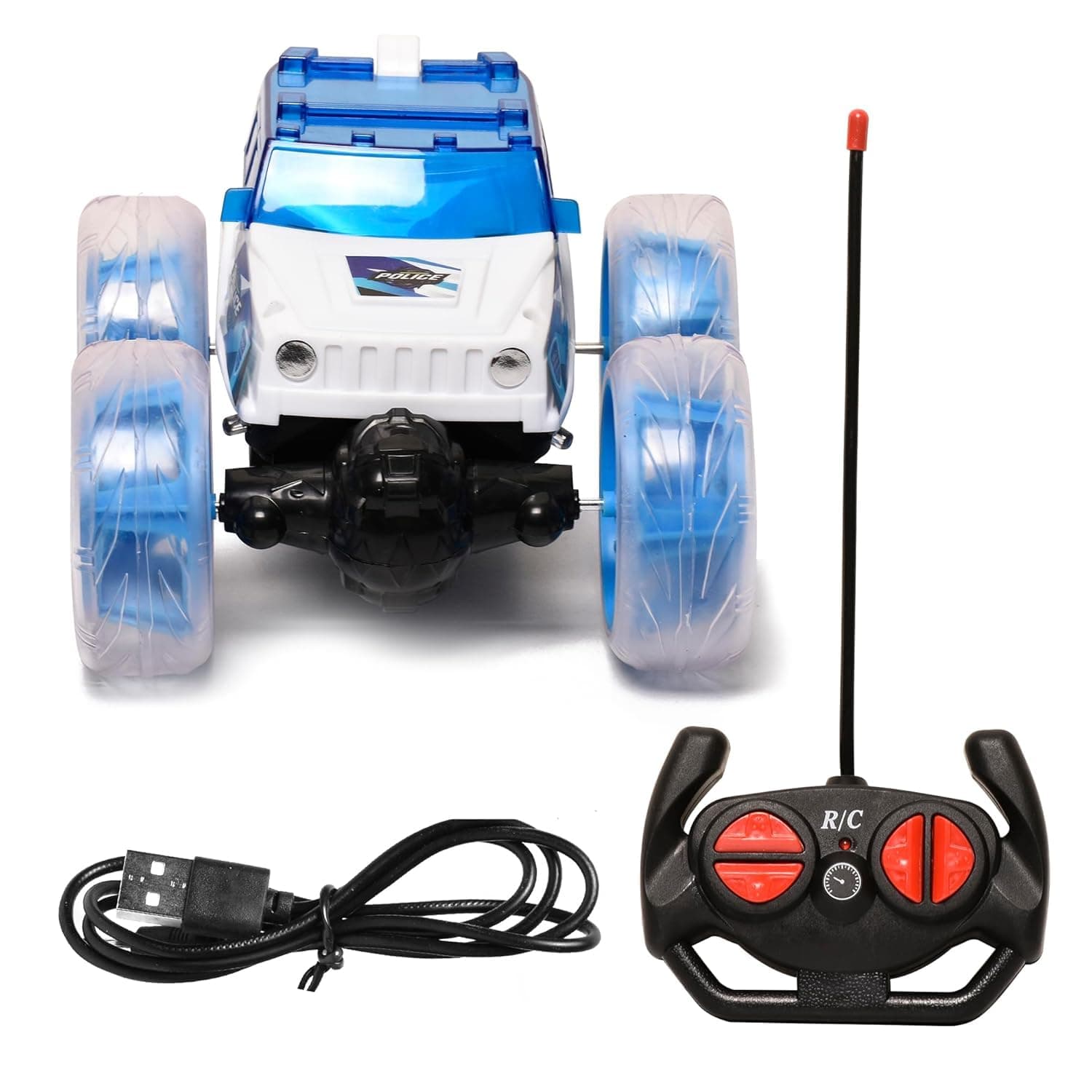 Police Hummer RC Stunt Car Rechargeable Remote Control-motumal