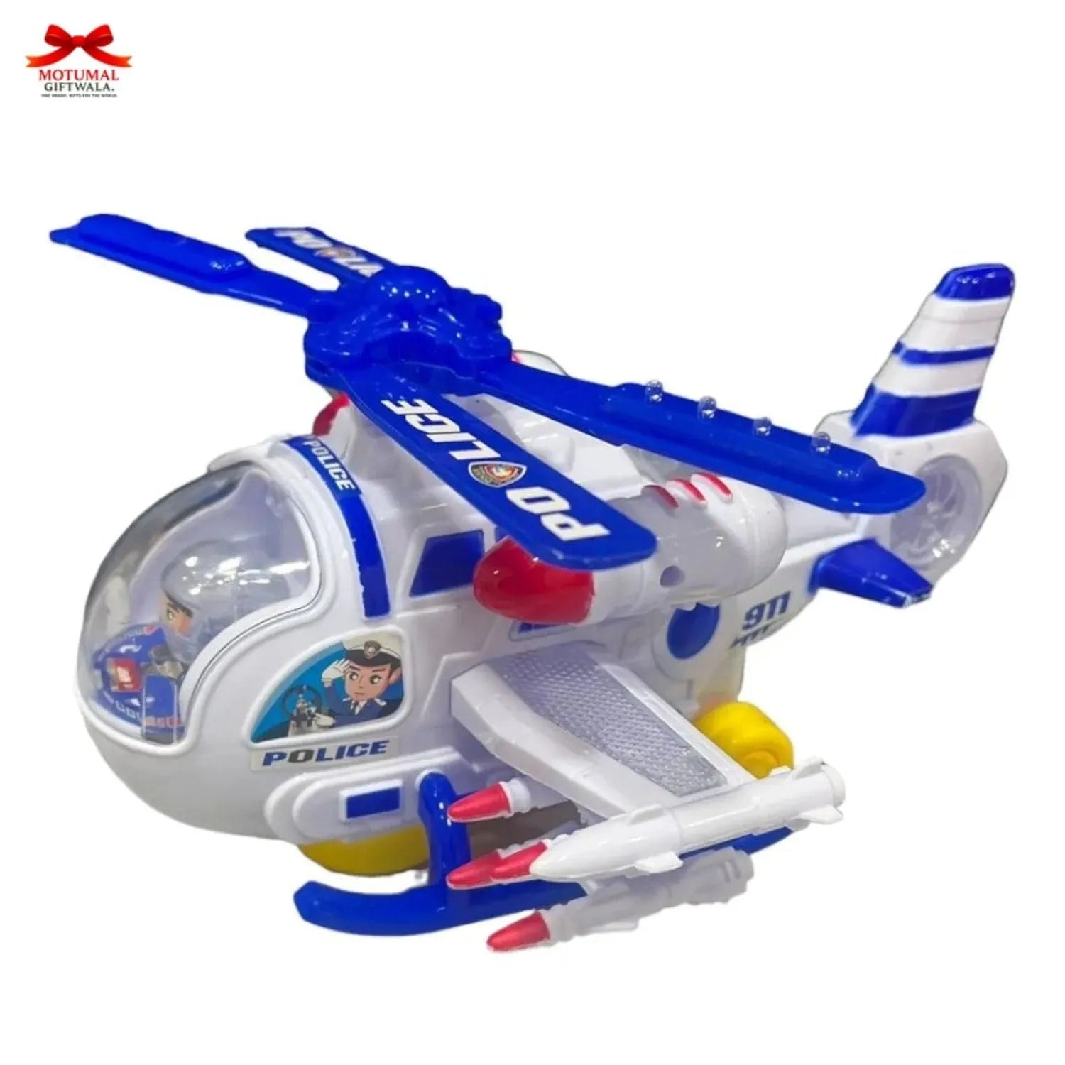 Police Super Helicopter LED Bright Light Music Toy Kids Motumal-motumal