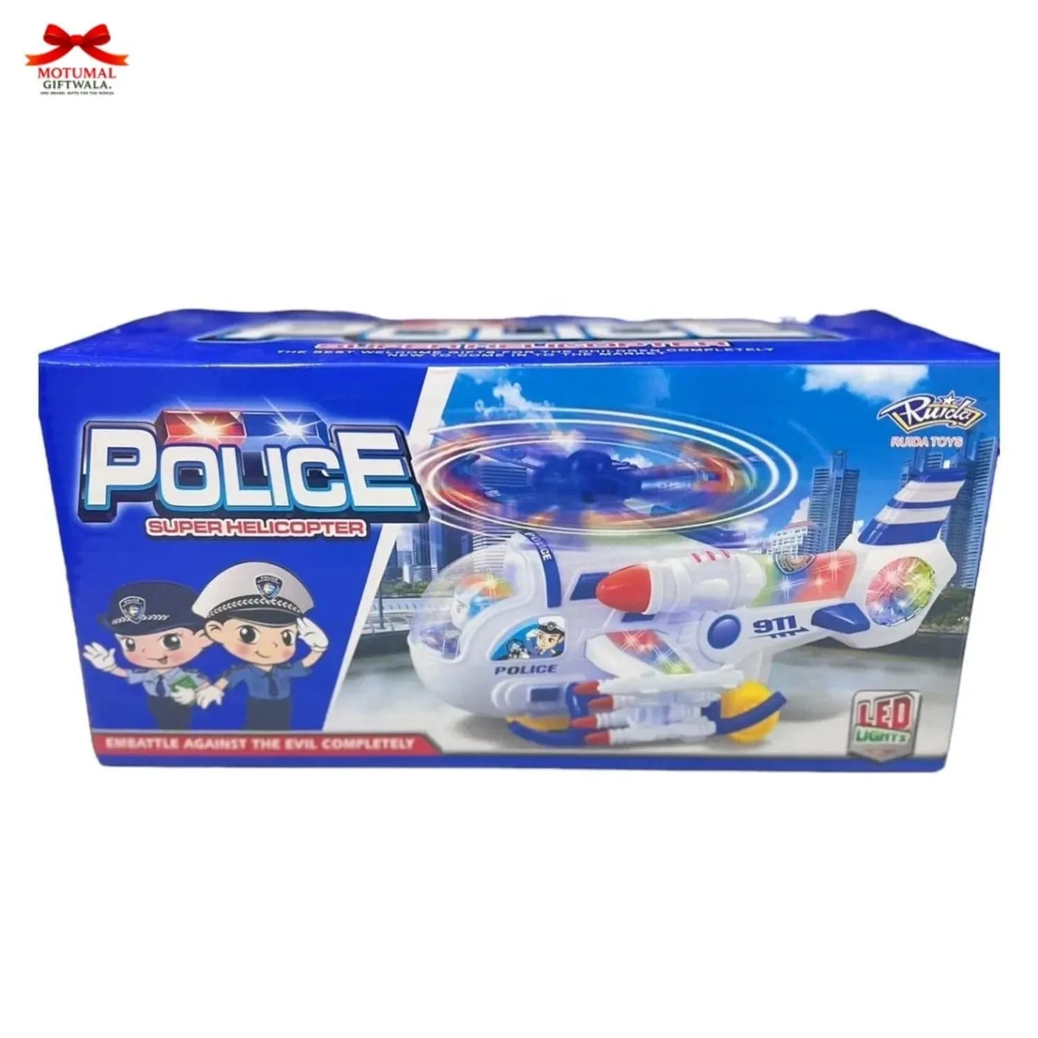 Police Super Helicopter LED Bright Light Music Toy Kids Motumal-motumal