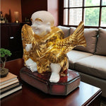 Premium Golden Laughing Buddha Fish Showpiece Figurine Motumal-motumal