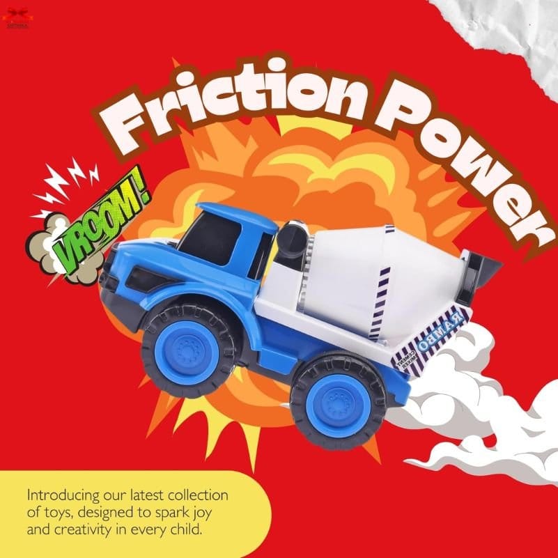 Rambo Cement Mixer Truck Friction Powered Construction Toy Motumal-motumal
