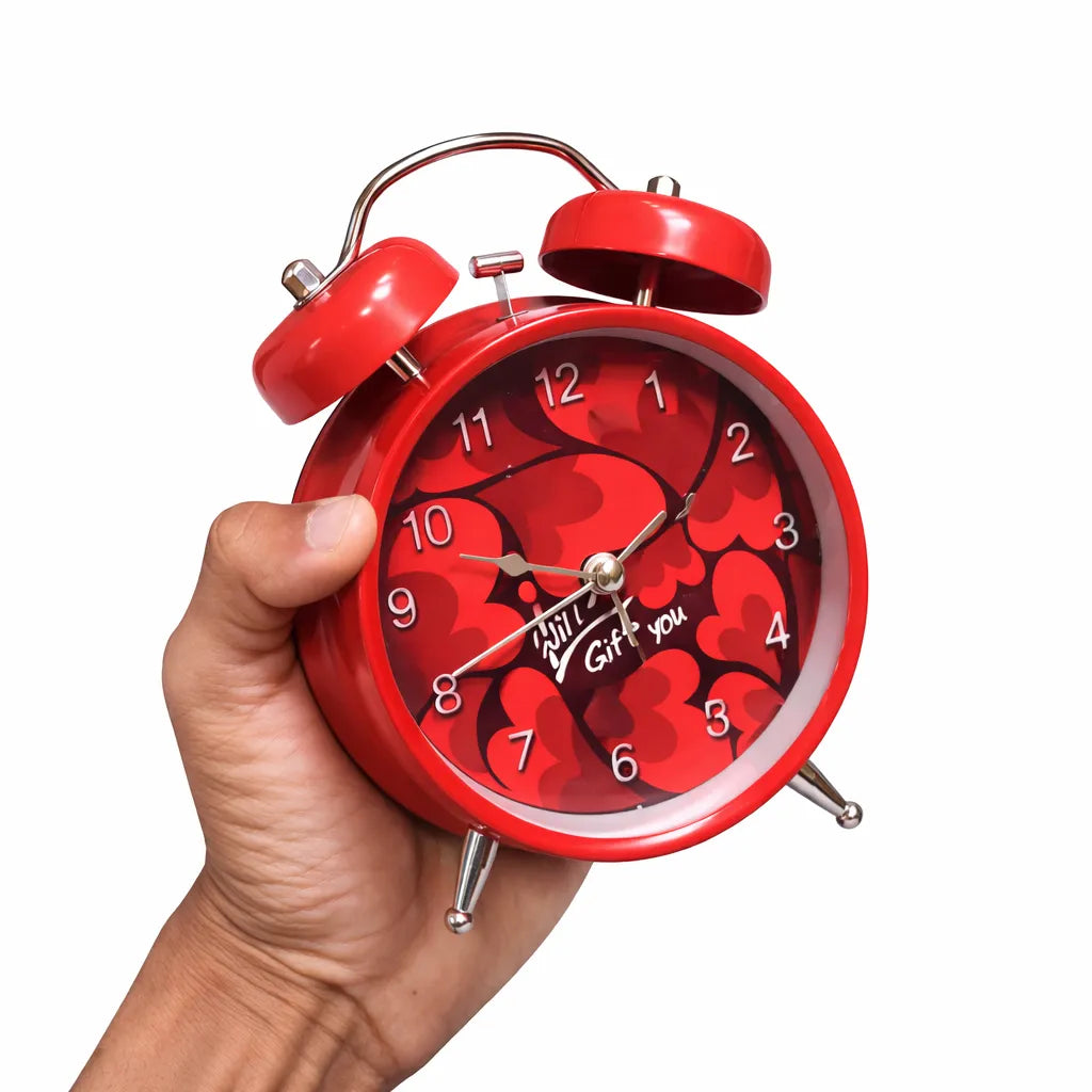 Red Heart Design Alarm Clock Modern Home Decor Motumal-motumal