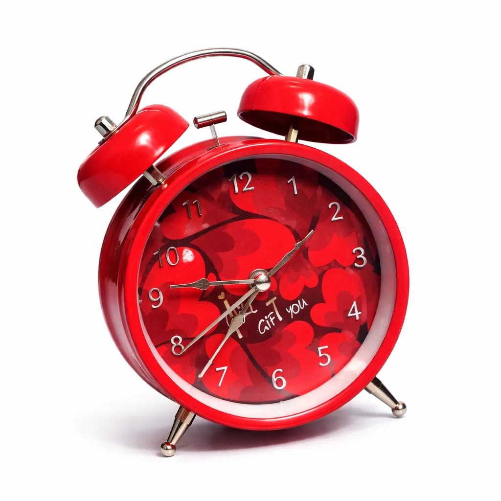Red Heart Design Alarm Clock Modern Home Decor Motumal-motumal