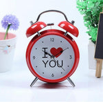 Red Heart Shaped Alarm Clock Metal 4 Inch Luminous Dial-motumal
